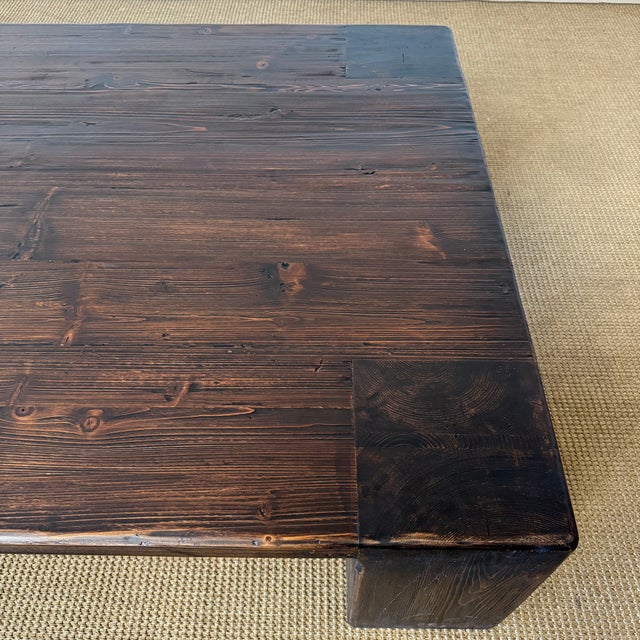 Coffee Large Reclaimed Fir Pine Beam XL Coffee Table in Dark Walnut For Sale - Image 8 of 14