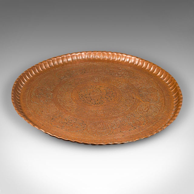 Large Antique Presentation Tray, Persian, Engraved Copper, Charger, Victorian For Sale - Image 4 of 11