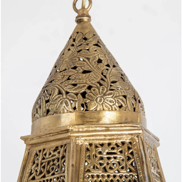 19th Century Egyptian Mamluk Revival Pierced Brass Mosque Hanging Lamp For Sale - Image 11 of 12
