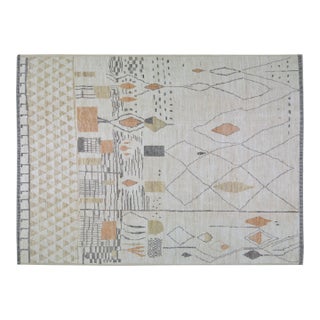 Moroccan Hand Knotted Wool Rug, 12'x15' For Sale