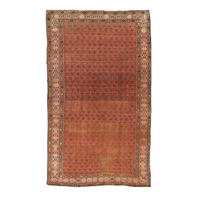 Northwest Persian Rug With Repeating Lattice Pattern in Coral and Navy 4'9 X 9'0 For Sale