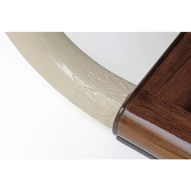 Italian Art Deco Walnut and Top Glass Dining Table, 1930s For Sale - Image 6 of 8