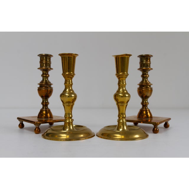Baroque Antique Danish Brass Candlesticks, 1890s, Set of 4 For Sale - Image 3 of 17