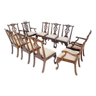 Henredon Set of 10 Mahogany Ball & Claw Chippendale Style Dining Chairs For Sale