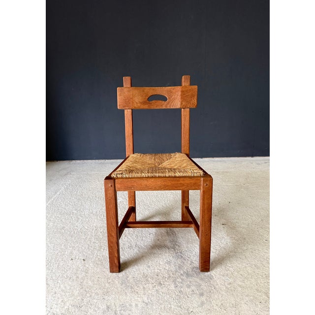 Brutalist Rustic Oak and Rush Dining Chair Set, Belgium, 1960s, Set of 6 For Sale - Image 11 of 18