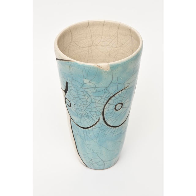 Abstract Vintage Raku Ceramic Nude Vase, Signed For Sale - Image 3 of 11