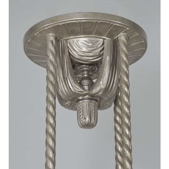 Petitot & Muller Freres French Art Deco Multi-Light Chandelier 1930s - Floral Glass For Sale - Image 9 of 15