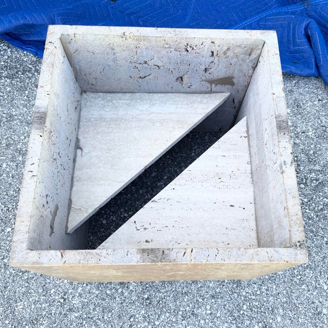 Vintage Italian Polished Travertine Coffee Table For Sale - Image 10 of 12