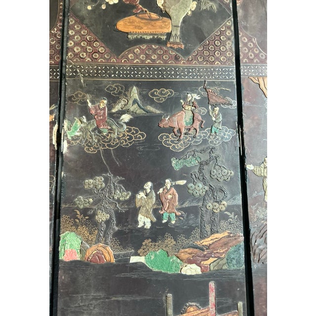 Vintage Asian 19th Century 8 Panel Coromandel Screen For Sale - Image 11 of 12