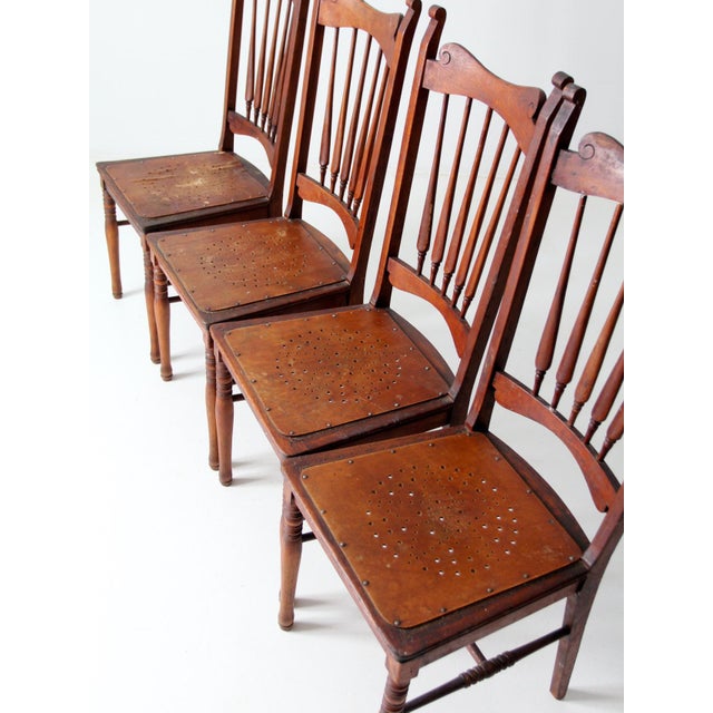 Early 20th Century Antique Wooden Dining Chairs Set of 4 For Sale - Image 5 of 12
