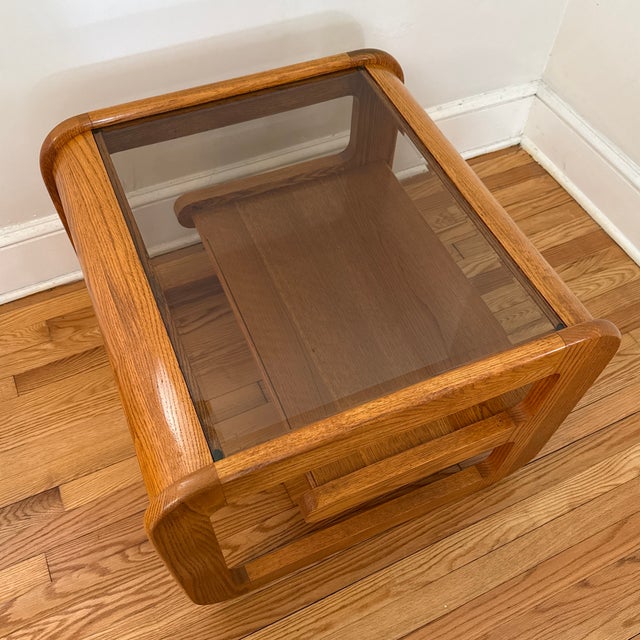 Brown 1970s Mid-Century Modern Lou Hodges Oak Side Table For Sale - Image 8 of 9