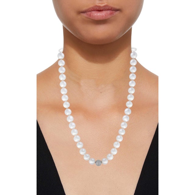 Designer Paul Morelli 15-17mm South Sea Pearl & 4 Ct Diamond ball Clasp , 36 Inch long Strand Necklace. Exclusive , Very...