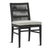 Modern outdoor dining chair with a solid mahogany frame finished in a deep charcoal black tone, handwoven synthetic rope...