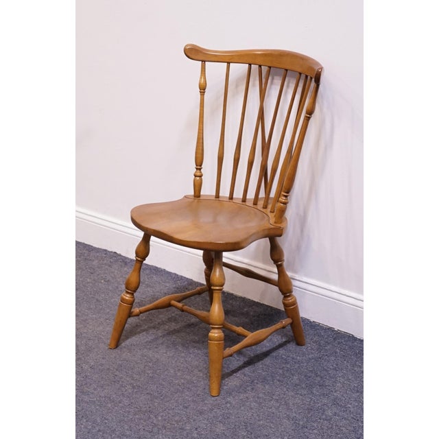 PENNSYLVANIA HOUSE Solid Hard Rock Maple Colonial Early American Fiddleback Duxbury Windsor Dining Side Chair 35" High...