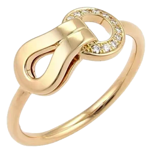 Cartier Agrafe Diamonds 18k Pink Gold Ring W/Paper - Size 4