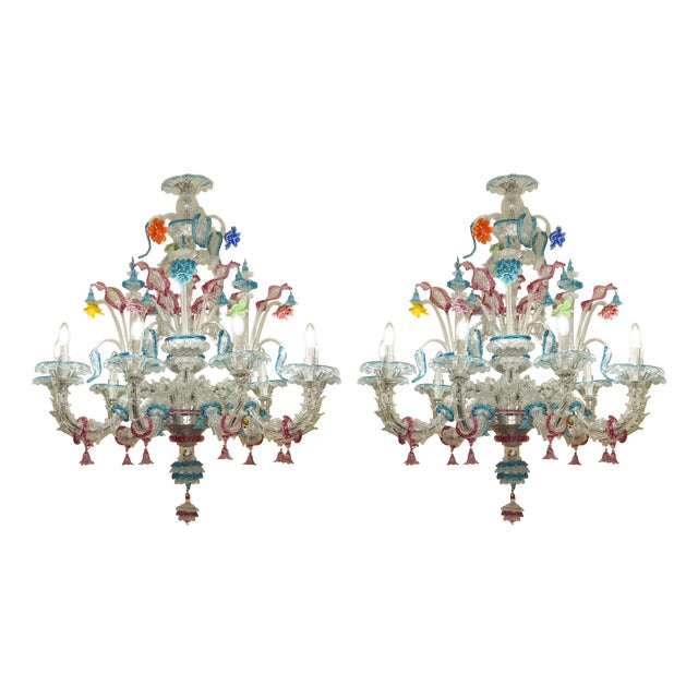 Ca Rezzonico Chandeliers in Murano Blown Glass, Set of 2 For Sale
