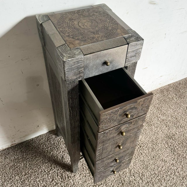 Wood Postmodern Carved Jewelry Chest/Lingerie Armoire For Sale - Image 7 of 12