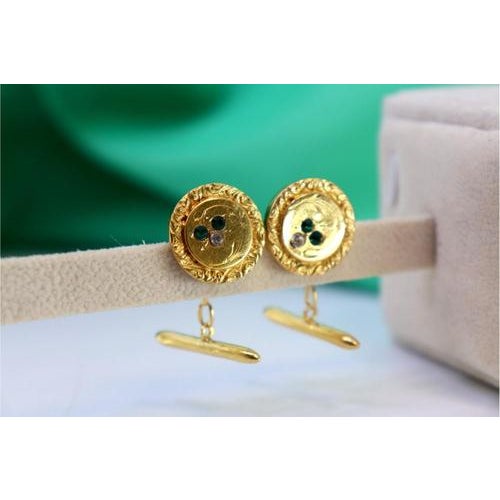 Circular Gold Cufflinks, Set of 2 For Sale - Image 4 of 6