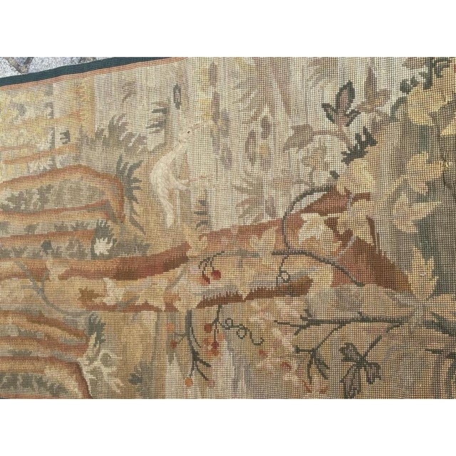 Beautiful late 19th century needlepoint tapestry with nice design of the forest with vegetation and beautiful light colors...