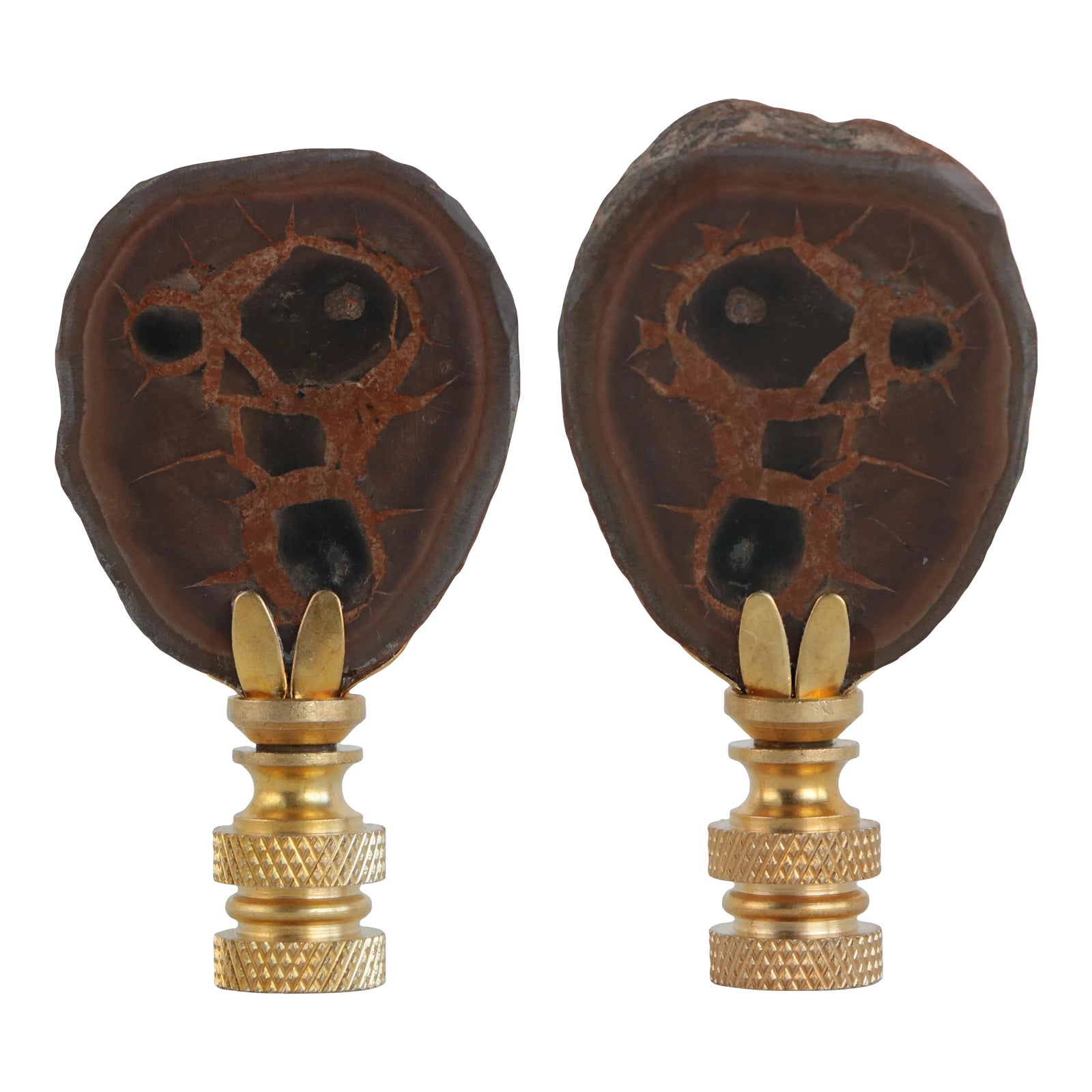 Split Septarian Stone Lamp Finials on Brass Hardware a Pair Chairish