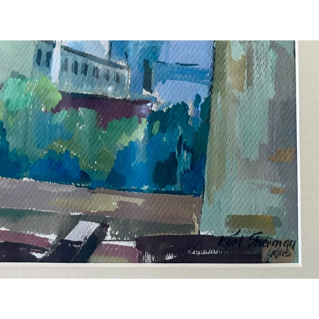 Mid-Century Modern Mid Century Karl Sherman Gouache Painting, Signed For Sale - Image 3 of 9