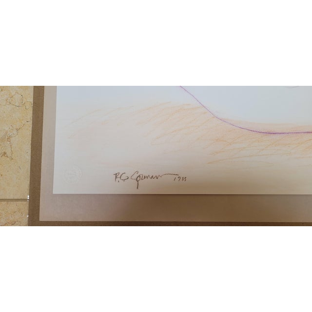 American Late 20th Century r.c. Gorman Original Oil Pastel - Woman With Blue Blouse For Sale - Image 3 of 3