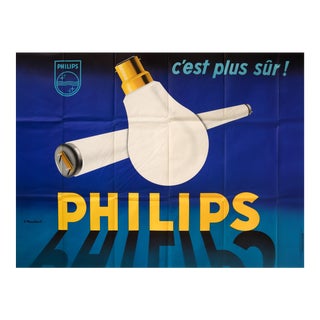 1960s French Advertisement Poster - Philips, C'est Plus Sûr! (It's Safer!) For Sale