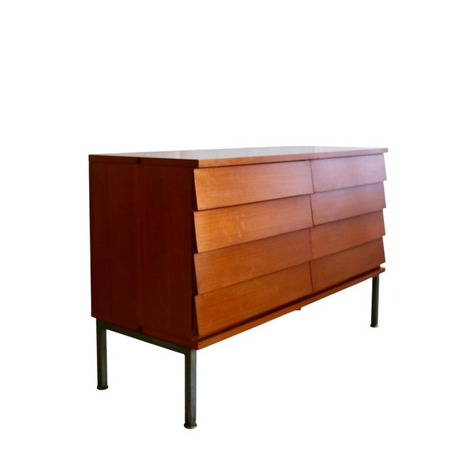 Vintage French Chest of Drawers with Eight Drawers and Steel Base, 1950s For Sale - Image 3 of 10