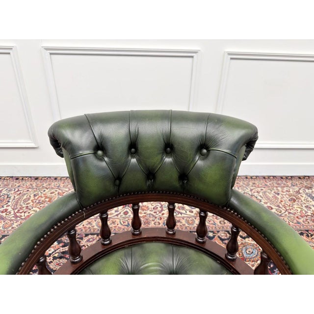 English Chesterfield Desk Chair in Green For Sale - Image 5 of 10