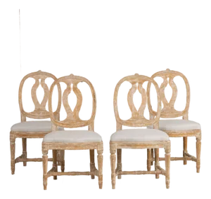 Set of Four 18th C. Swedish Gustavian 'Model' Chairs in Original Paint