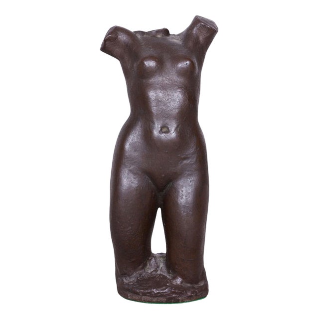 Art Deco Nude Ceramic Torso Statue, 1940s For Sale
