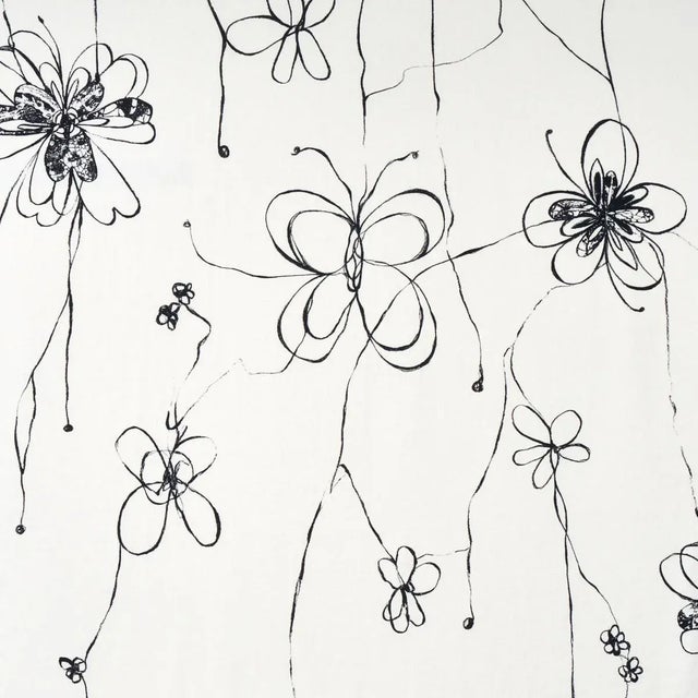 Sample - Schumacher x Hera Ford Come Back As A Flower Fabric in Soft Black For Sale