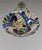 MAXONADE A French 1925-1935 art deco chandelier in nickel plated solid brass or bronze holding a cloisonné enameled bowl...