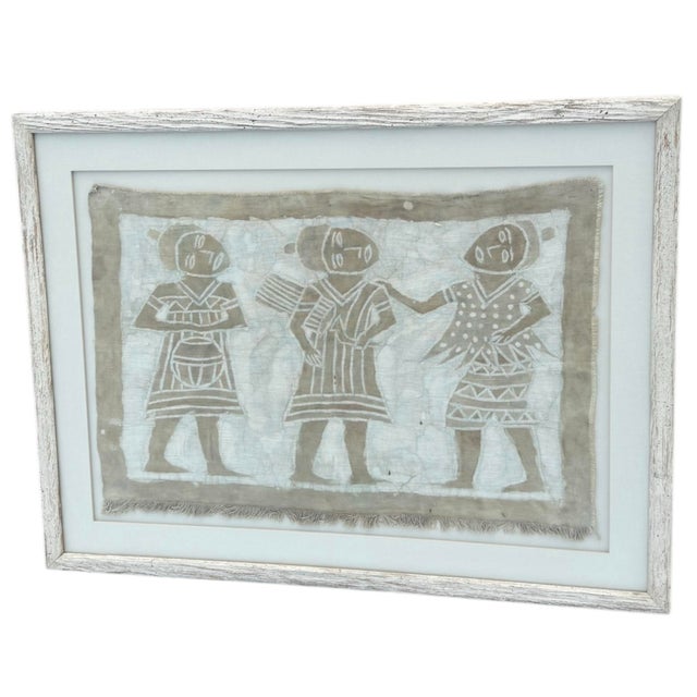 Tribal Framed Vintage African Korhogo Mud Cloth Painting For Sale - Image 3 of 7