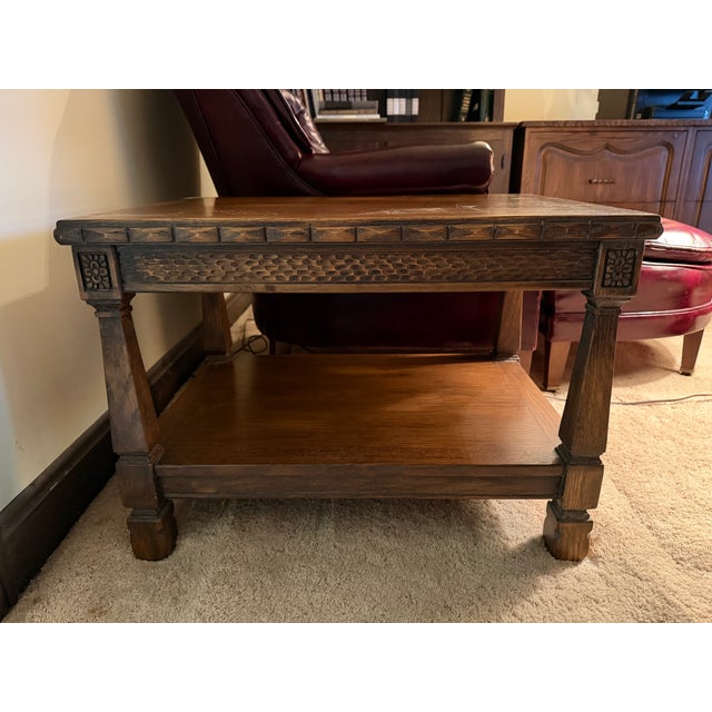 Brown Vintage Romweber Viking Oak Two Tier Mid-Century End Table For Sale - Image 8 of 10