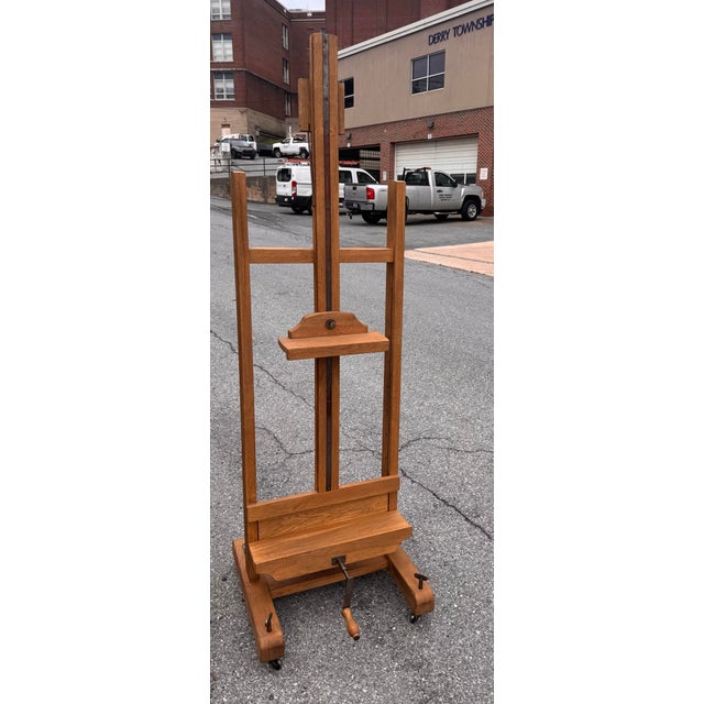 1990s 1990s Solid Oak English Easel Restoration Hardware for Television For Sale - Image 5 of 7