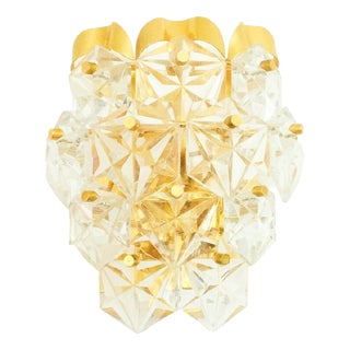 Faceted Crystal Glass & Brass Wall Light from Kinkeldey, Germany, 1970s For Sale