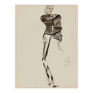 Vintage French Fashion Art Print – Art Deco Couture Illustration, 36" X 48" For Sale
