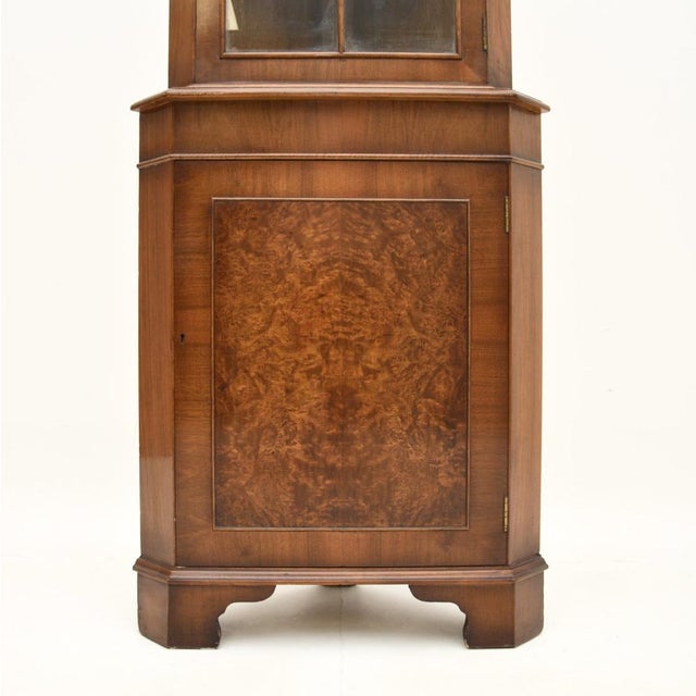 Vintage Georgian Style Burr Walnut Corner Cabinet, 1950s For Sale - Image 6 of 8