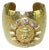 Gerard Yosca Gold Plate & Rhinestone Cuff Bracelet With Lion Motif For Sale