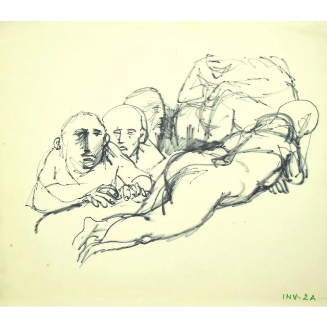 Figure is an original black ink drawing on ivory-colored paper realized by Leo Guida. The state of preservation of the...