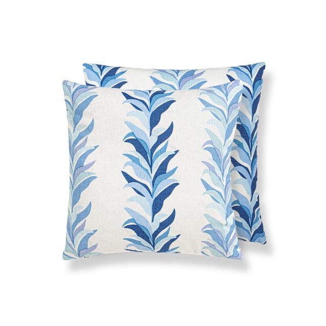 Contemporary The House Of Scalamandré Chira Island Square Pillow In Blue Marine For Sale - Image 3 of 3