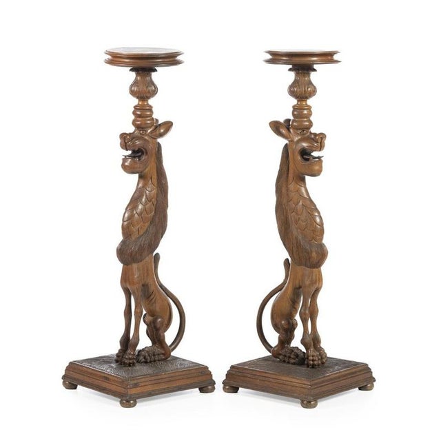 Zoomorphic Columns in Oak, 19th Century, Set of 2 For Sale - Image 6 of 6