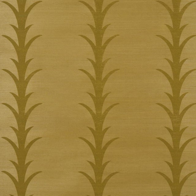 2020s Sample - Schumacher Acanthus Stripe Sisal Wallcovering In Celery For Sale - Image 5 of 5
