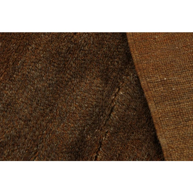 Textile Rug & Kilim’s Moroccan Rug in Brown With Black Geometric Patterns For Sale - Image 7 of 7