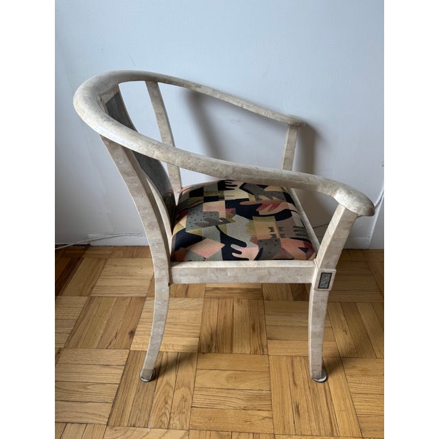 1980s 1980's Vintage Tessellated Stone Flared Arm Chair For Sale - Image 5 of 15
