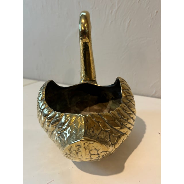 Metal Vintage Brass Swan Planter For Sale - Image 7 of 7