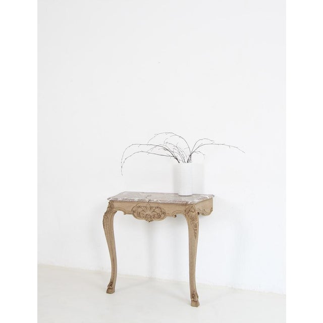 1920s Small Louis XV Oak and Marble Top Console Table, 1920s For Sale - Image 5 of 18