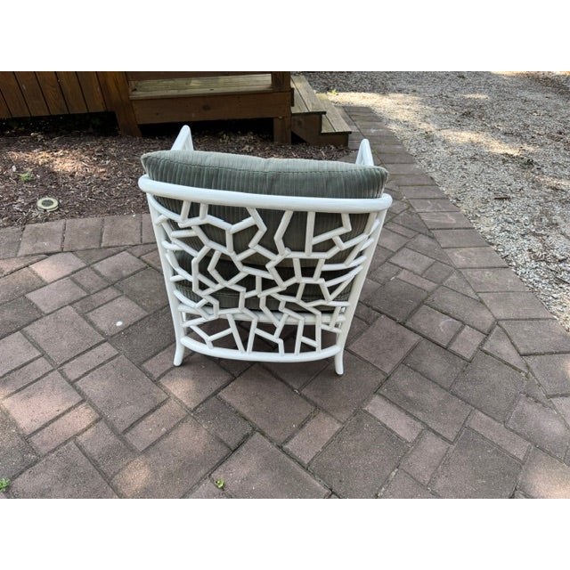 Wildwood White Rattan Lounge Chair For Sale - Image 4 of 5