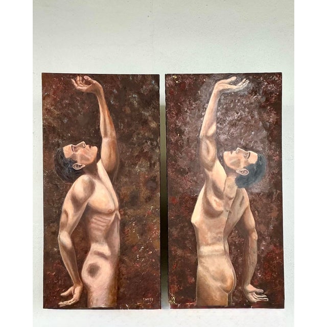 Vintage Abstract Figurative Abstract Oil on Canvas For Sale - Image 12 of 12